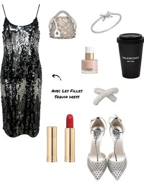 Avec Les Filles Midi Sequin Cocktail Dress